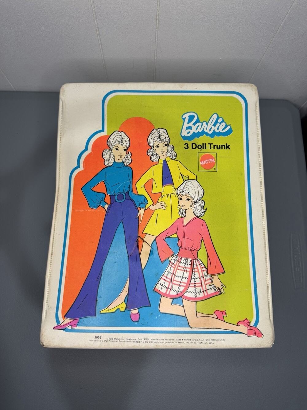 Vintage 1970 Barbie 3-Doll Storage Carrying Case Trunk Mattel Fair Misc Clothing